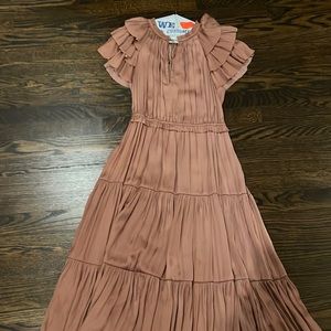 Ulla Johnson caramel flutter sleeve midi dress - 0